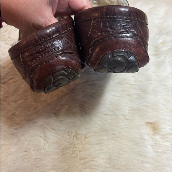UGG Men's Dark Brown Leather Slip-Ons - Picture 9 of 9